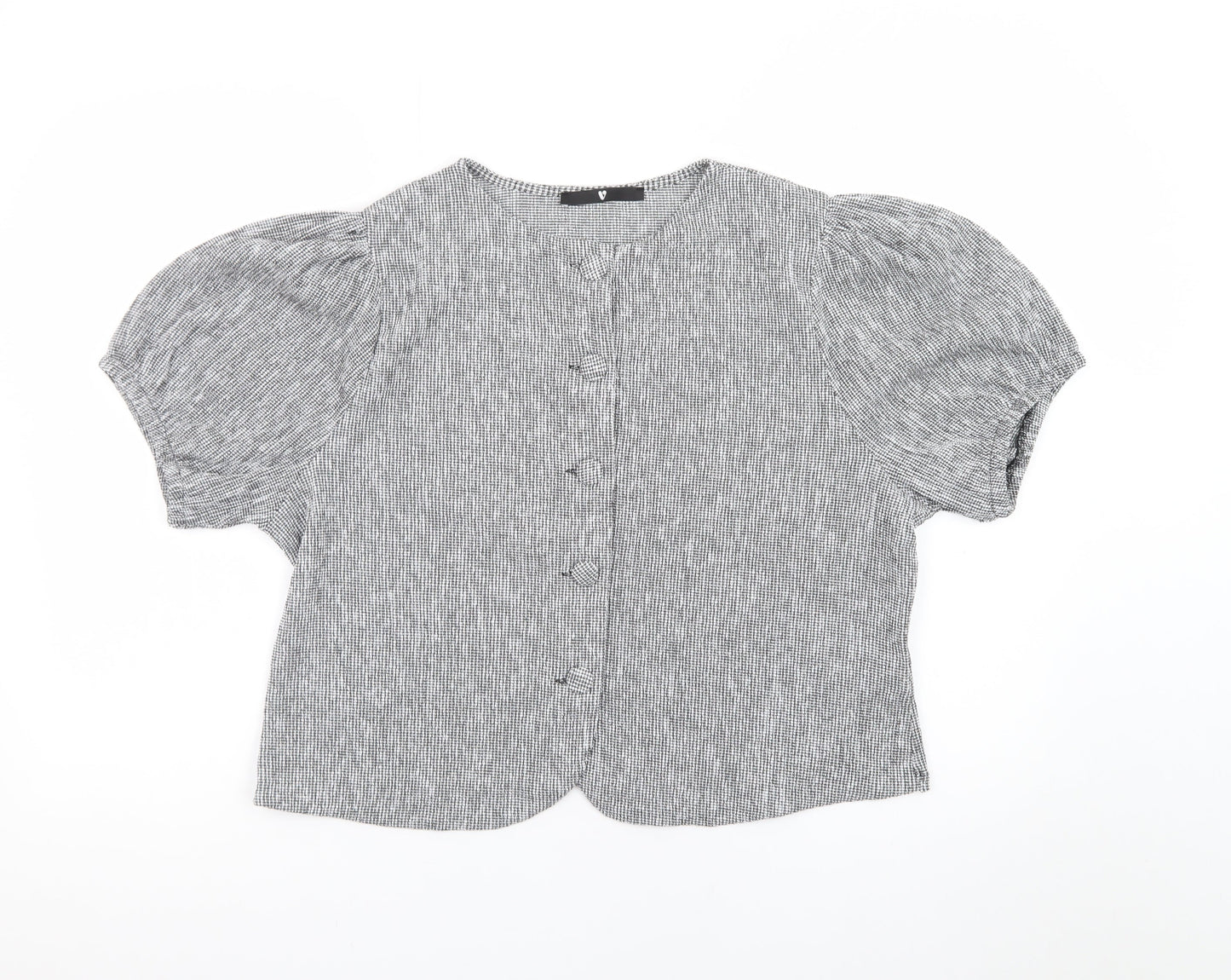 Very Womens Grey Check Short Sleeve Button Blazer Size 18