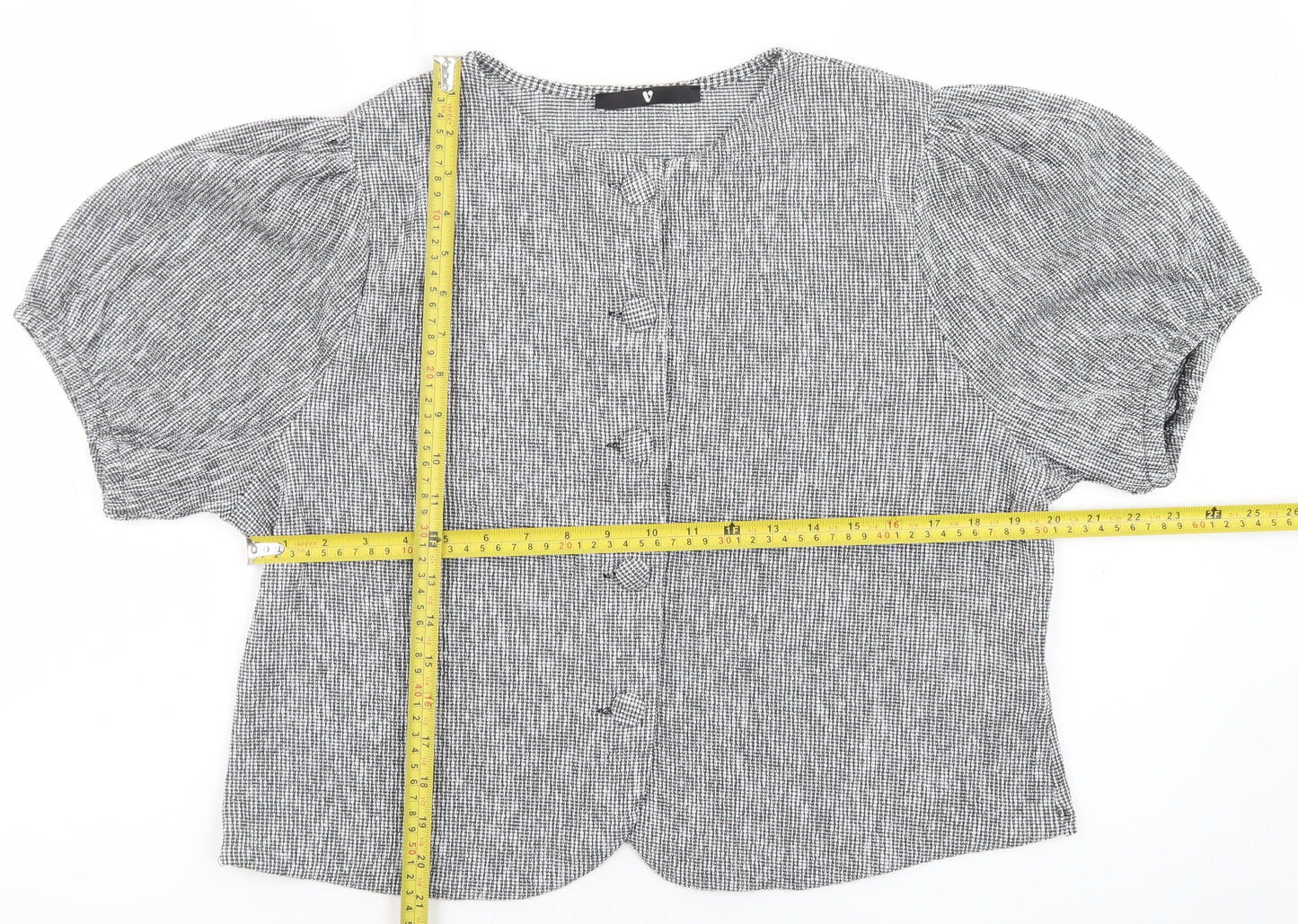 Very Womens Grey Check Short Sleeve Button Blazer Size 18