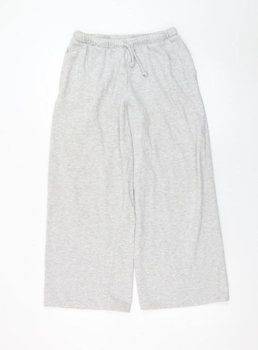 H&M Womens Grey Jersey Wide-Leg Sweatpants Size M