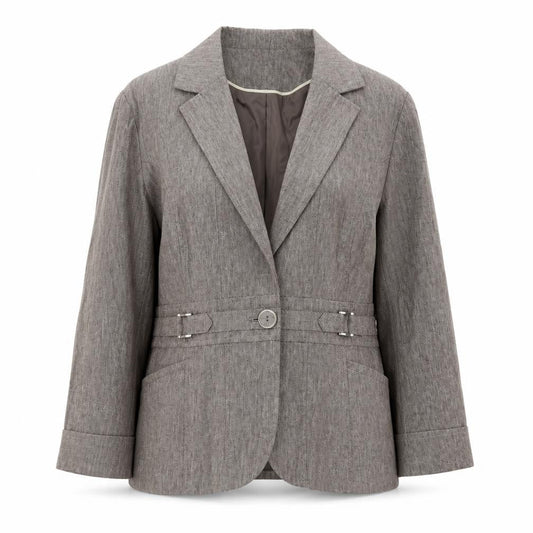 Bonmarché Women’s Brown Linen Blend Blazer Jacket Size 14 Classic Style