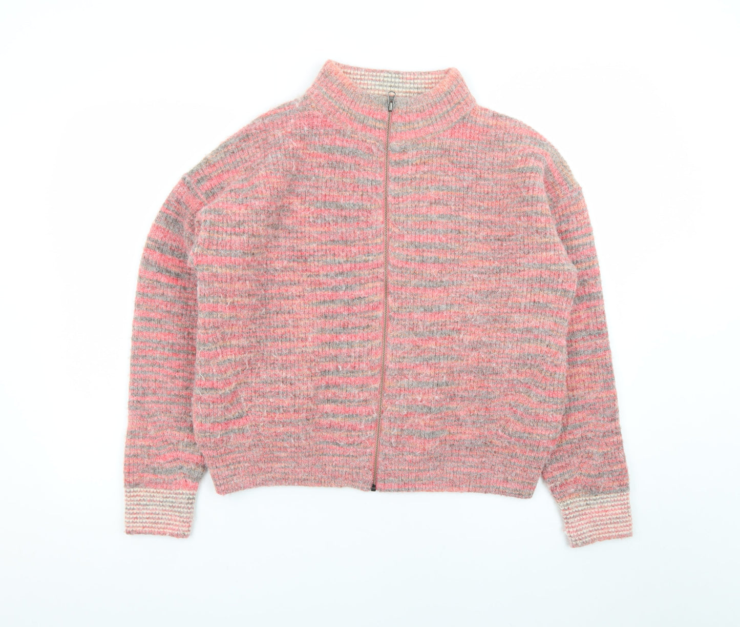 White Stuff Women's Pink Wool Blend Full Zip Jumper Size 10