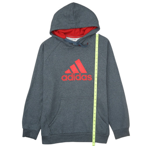 Adidas Mens Grey XL Pullover Hoodie with Red Logo