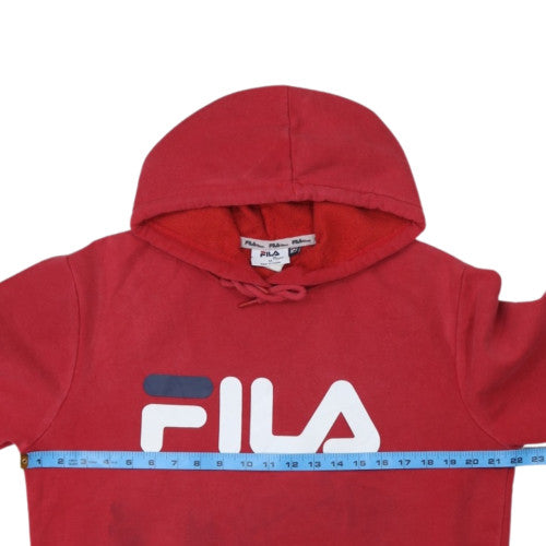 FILA Men's Red Pullover Hoodie M Fleece Graphic Sports Sweatshirt