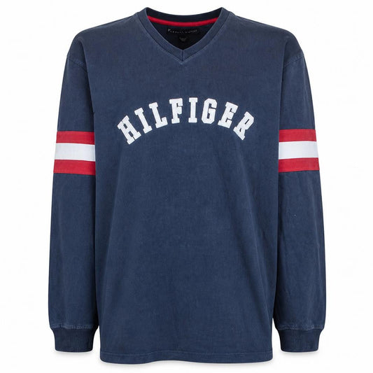Tommy Hilfiger Men's Blue V-Neck Logo Pullover Sweatshirt 2XL