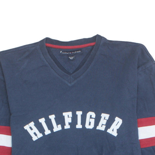 Tommy Hilfiger Men's Blue V-Neck Logo Pullover Sweatshirt 2XL