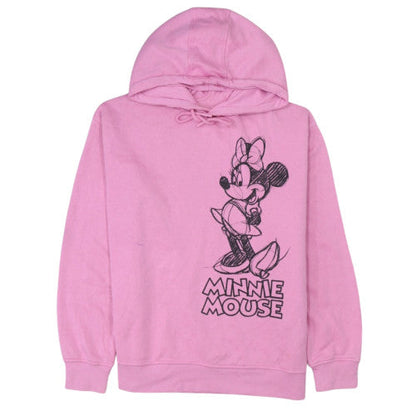 Front view of Disney Primark Women Pink Minnie Mouse Pullover Hoodie, size S