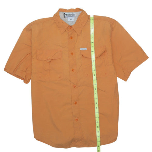 Columbia Men's Orange Short Sleeve Nylon Button-Up Outdoor Shirt M