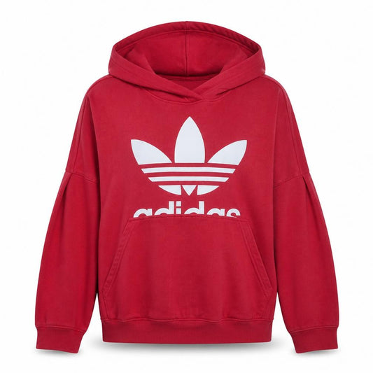 Adidas Women's Red Pullover Hoodie XL Cotton Blend Casual Sportswear