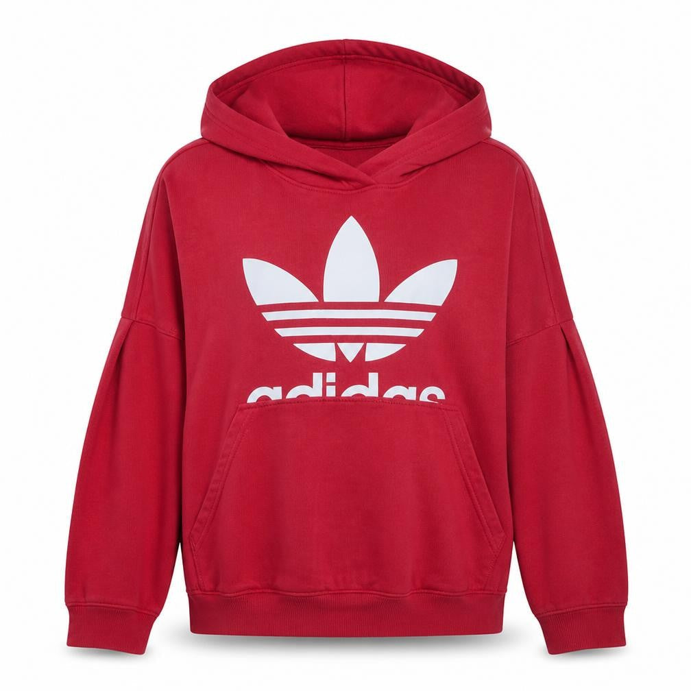 Adidas Women's Red Pullover Hoodie XL Cotton Blend Casual Sportswear