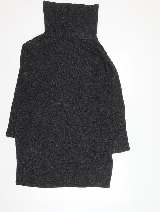 Oasis Women Grey Roll Neck Knit Bodycon Dress Size L