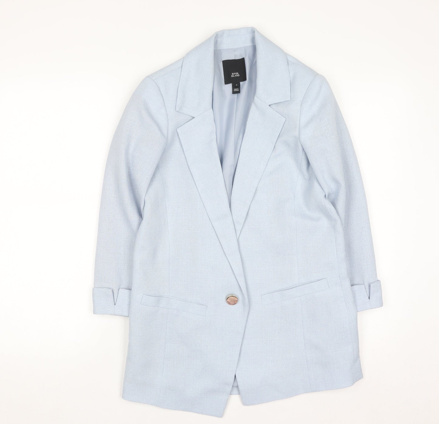 River Island Women’s Blue Blazer Size 6 Regular Lined Single-Breasted