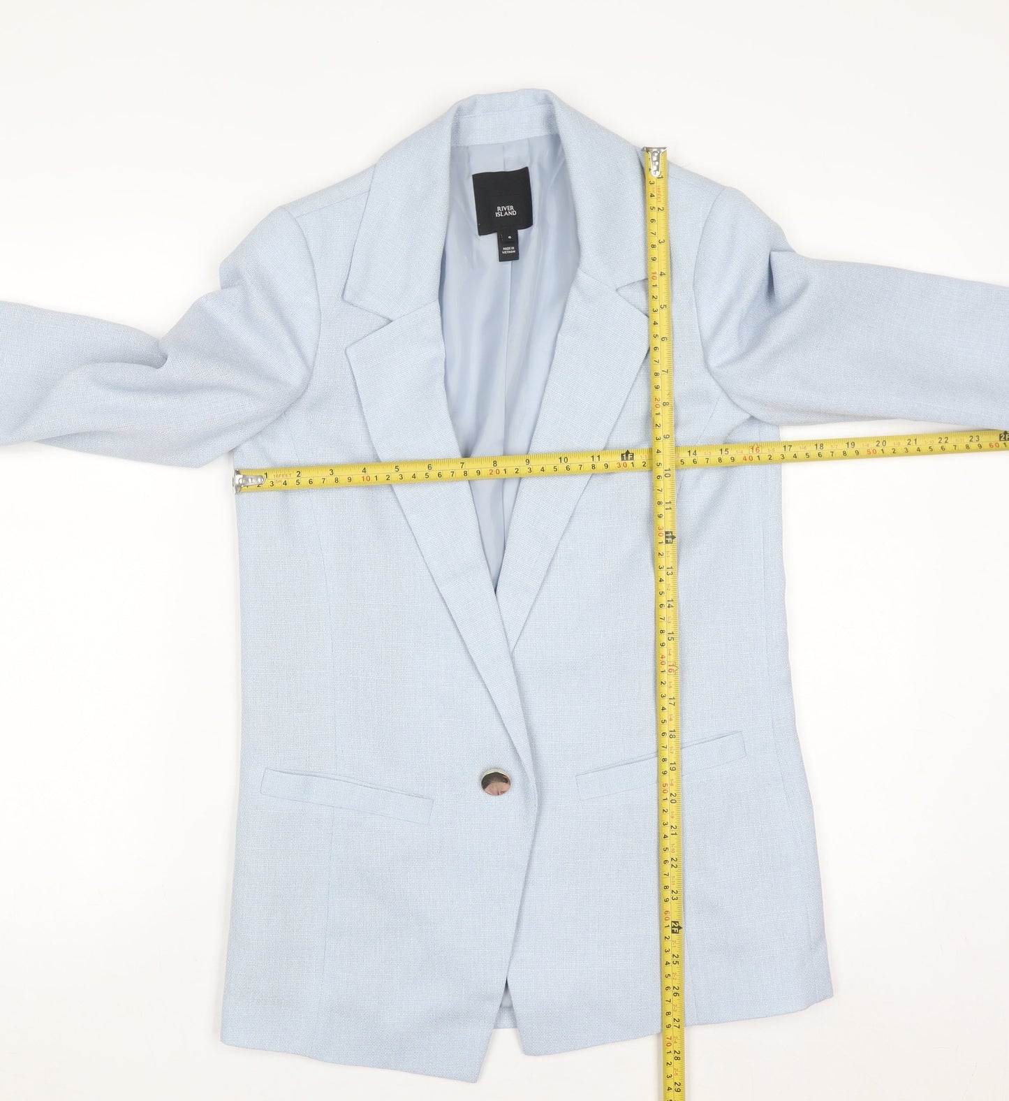 River Island Women’s Blue Blazer Size 6 Regular Lined Single-Breasted