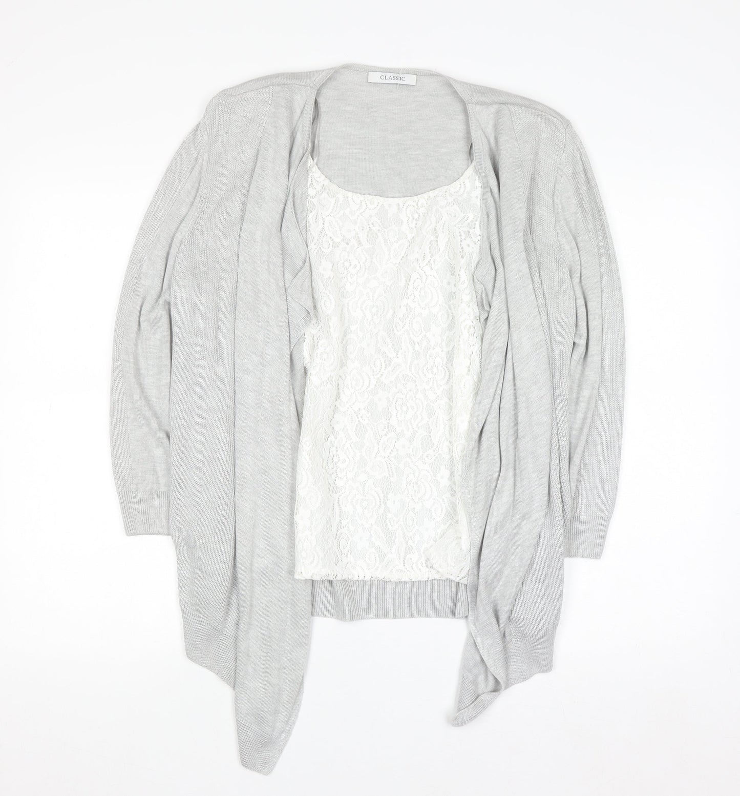 Marks and Spencer Women’s Grey Cardigan Size 14 Knit Open Front