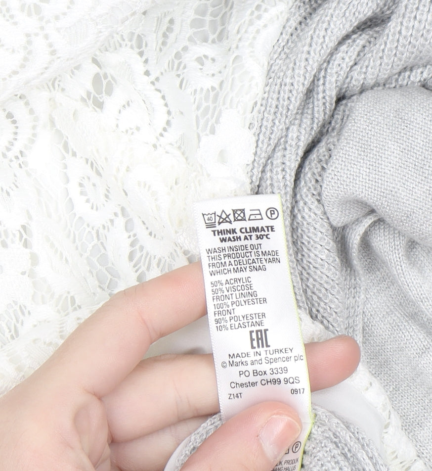 Marks and Spencer Women’s Grey Cardigan Size 14 Knit Open Front