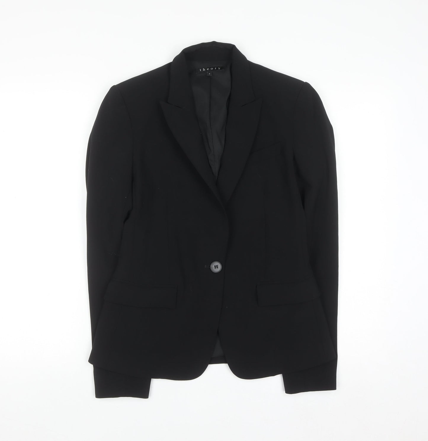 Theory Womens Black Wool Blend Slim Fit Blazer Size 6