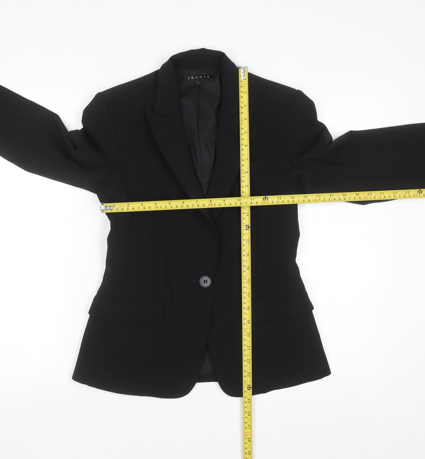 Theory Womens Black Wool Blend Slim Fit Blazer Size 6