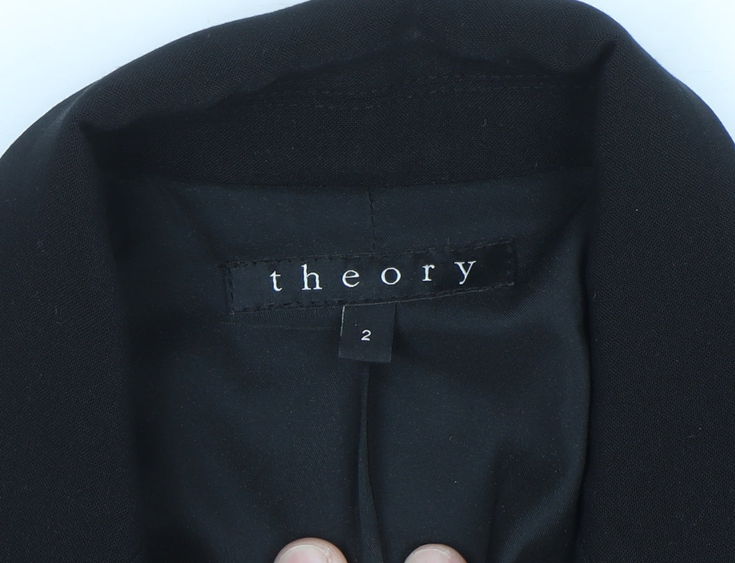 Theory Womens Black Wool Blend Slim Fit Blazer Size 6