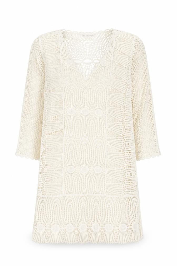 Next Women Ivory Crochet Kaftan Knee Length Dress XL