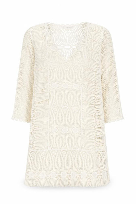 Next Women Ivory Crochet Kaftan Knee Length Dress XL