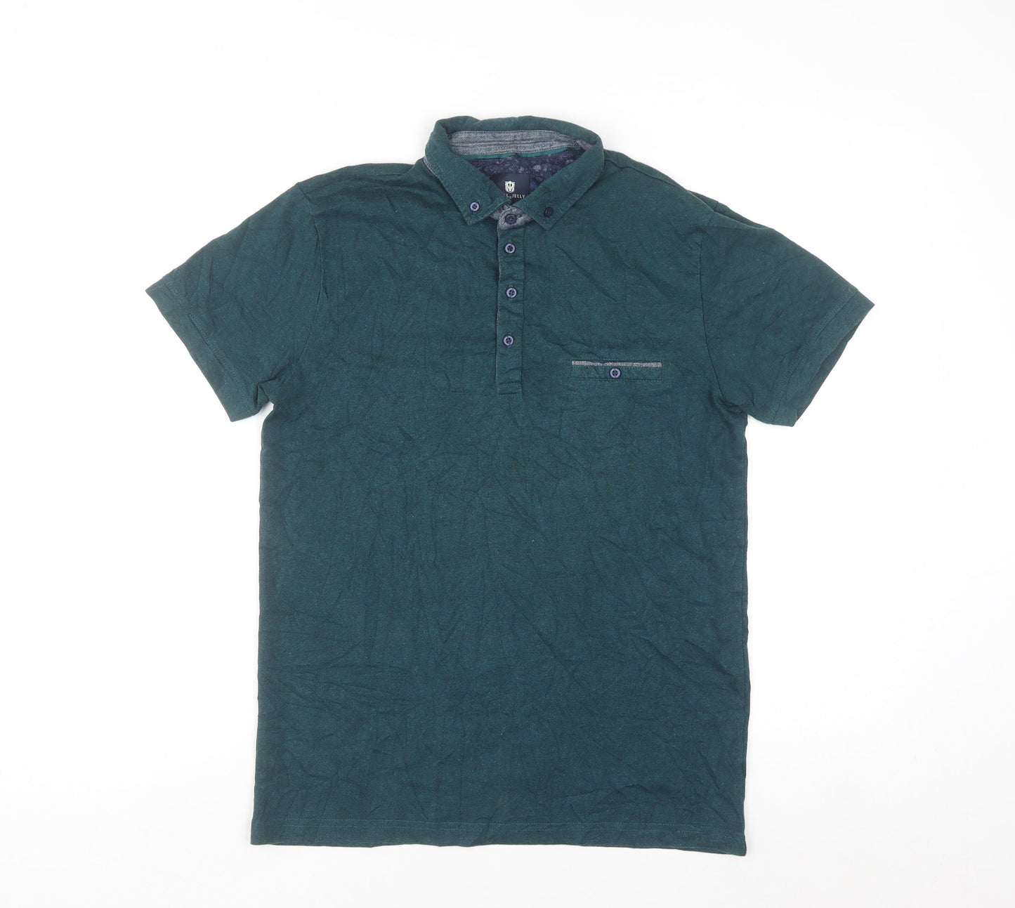 Steel & Jelly Men's Green Button-Down Collar Short Sleeve Polo Shirt Size S