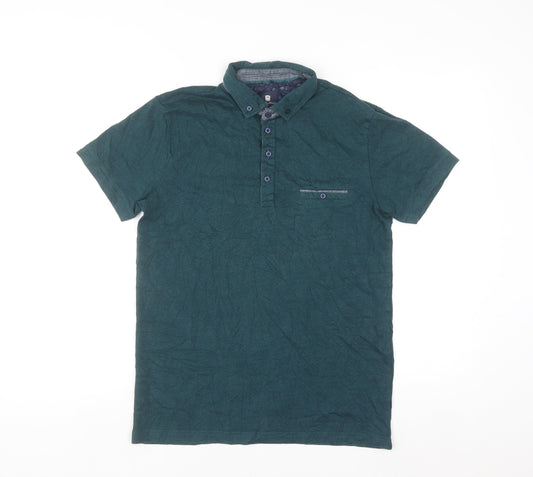 Steel & Jelly Men's Green Button-Down Collar Short Sleeve Polo Shirt Size S