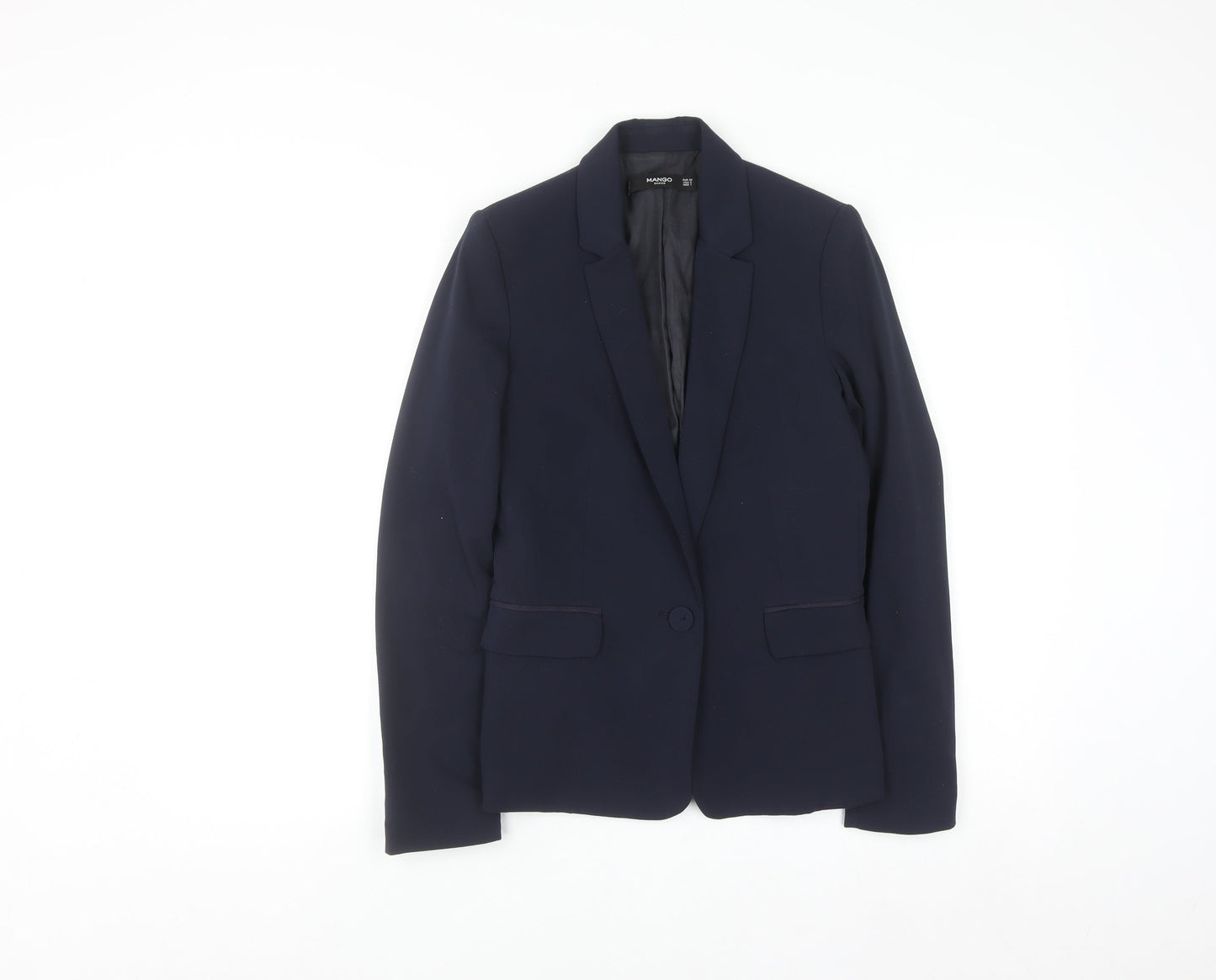 Mango Womens Blue Blazer Jacket Size 6 Regular Fit Basic Workwear