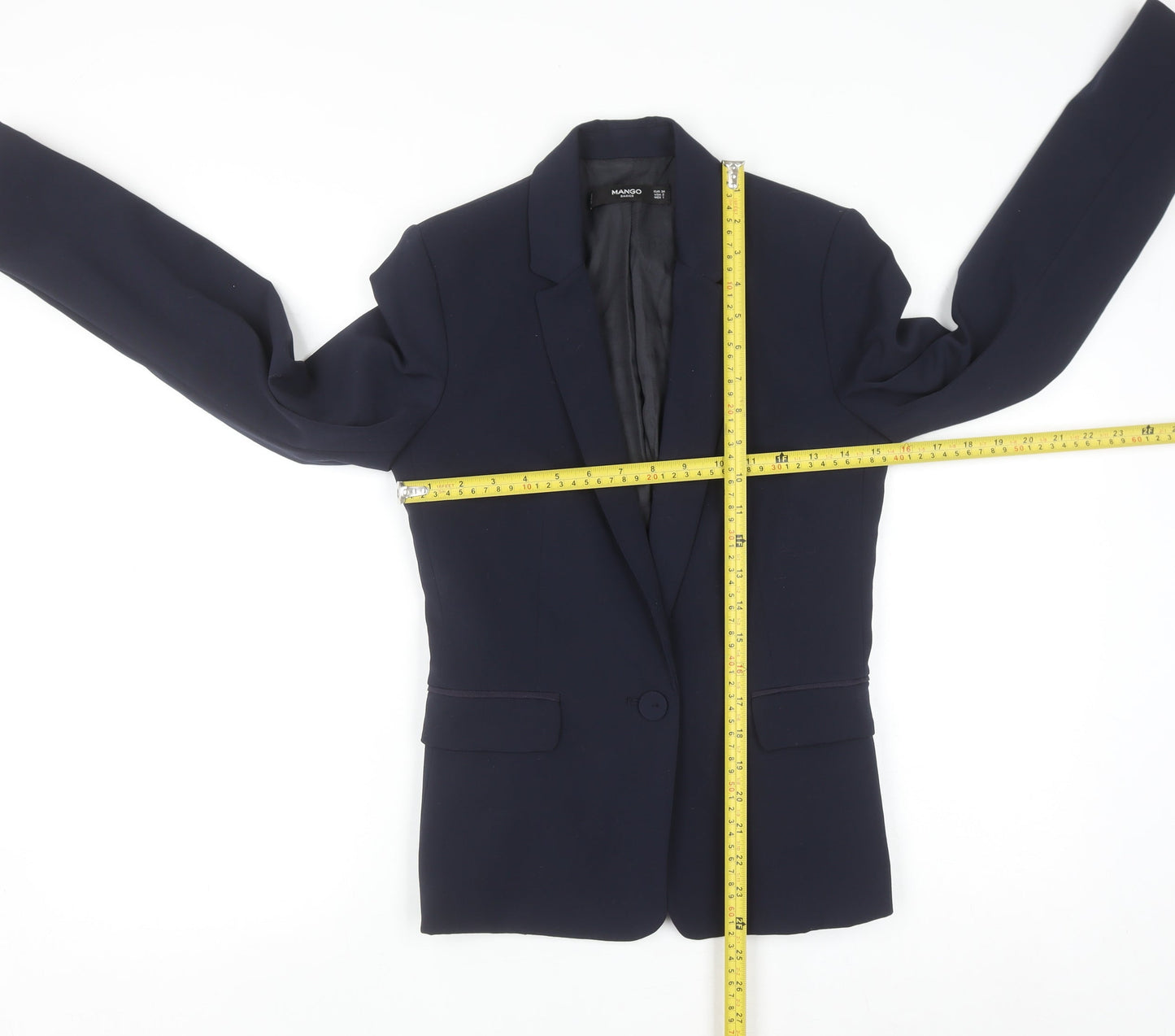 Mango Womens Blue Blazer Jacket Size 6 Regular Fit Basic Workwear