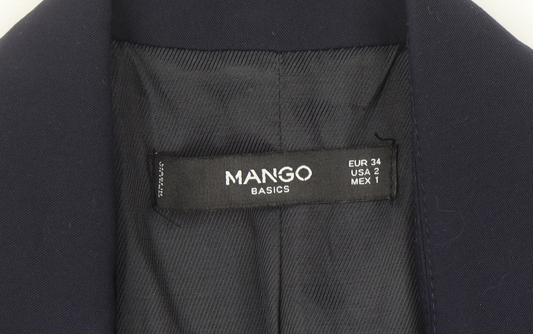 Mango Womens Blue Blazer Jacket Size 6 Regular Fit Basic Workwear