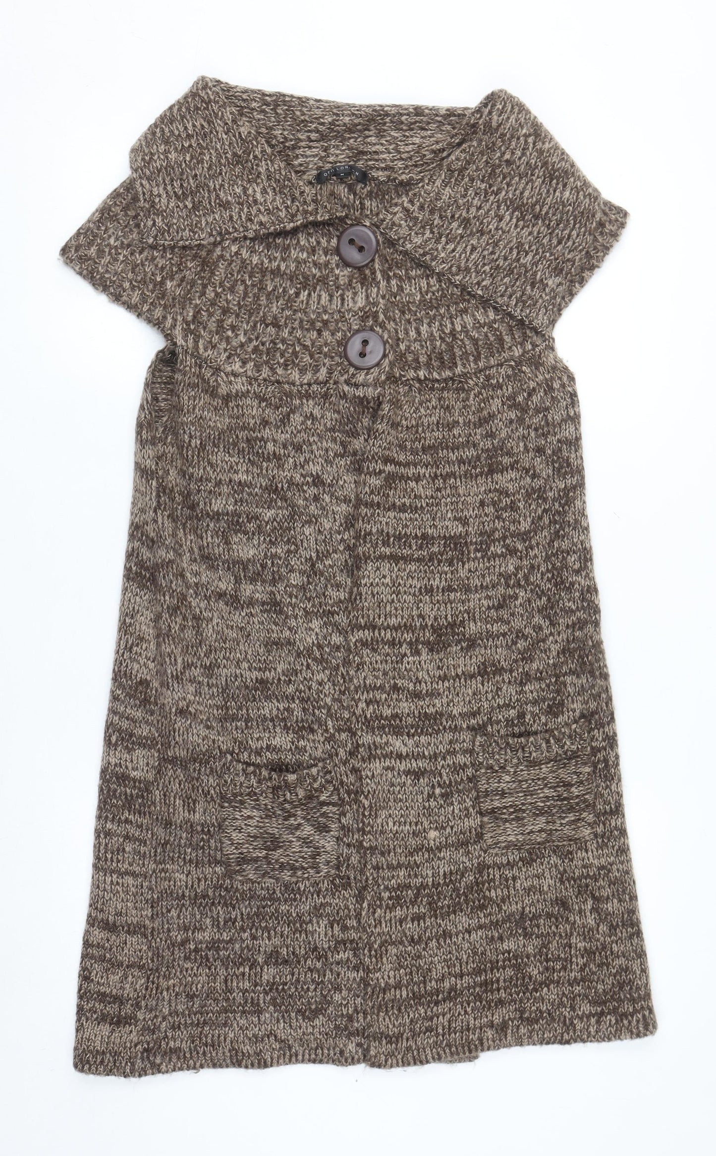 QED London Women’s Brown Sleeveless Knit Cardigan M