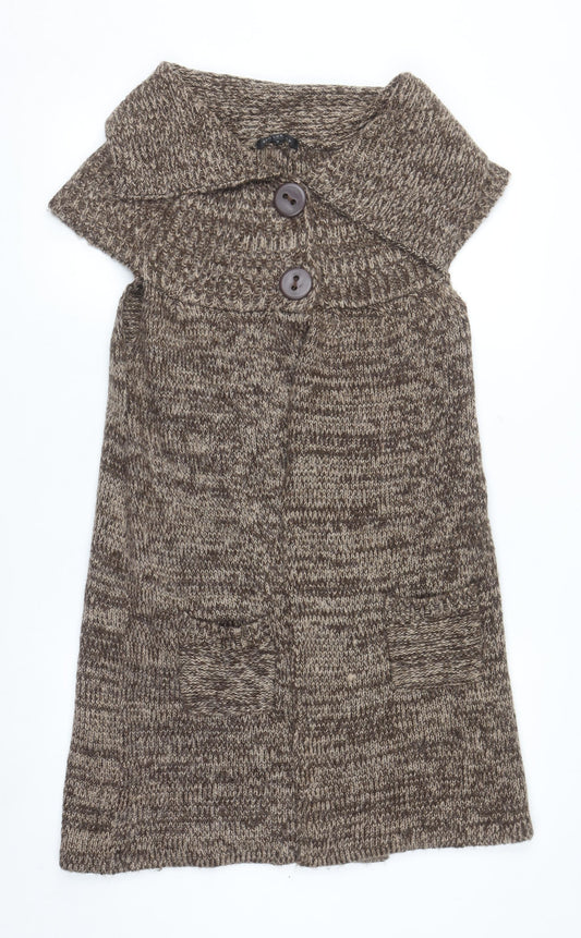 QED London Women’s Brown Sleeveless Knit Cardigan M