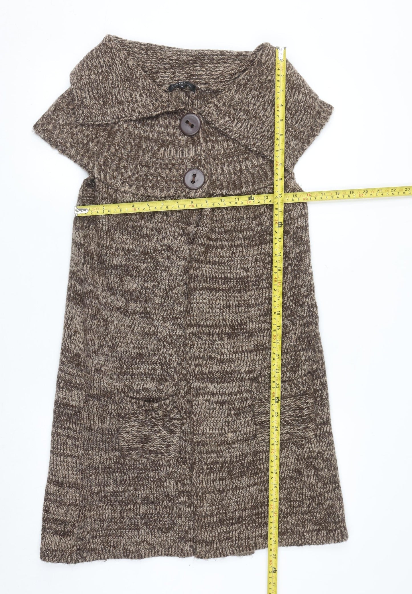 QED London Women’s Brown Sleeveless Knit Cardigan M