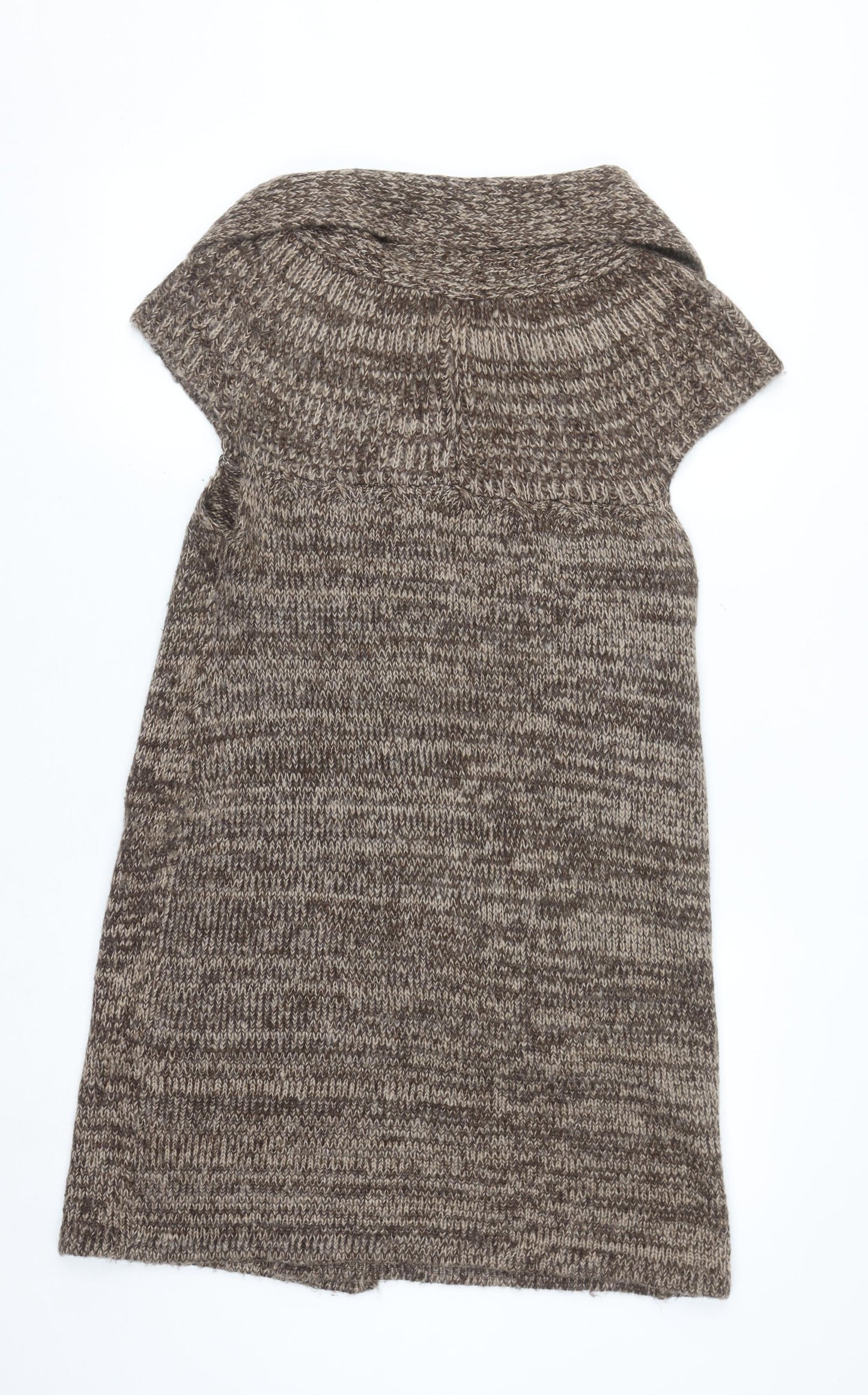 QED London Women’s Brown Sleeveless Knit Cardigan M