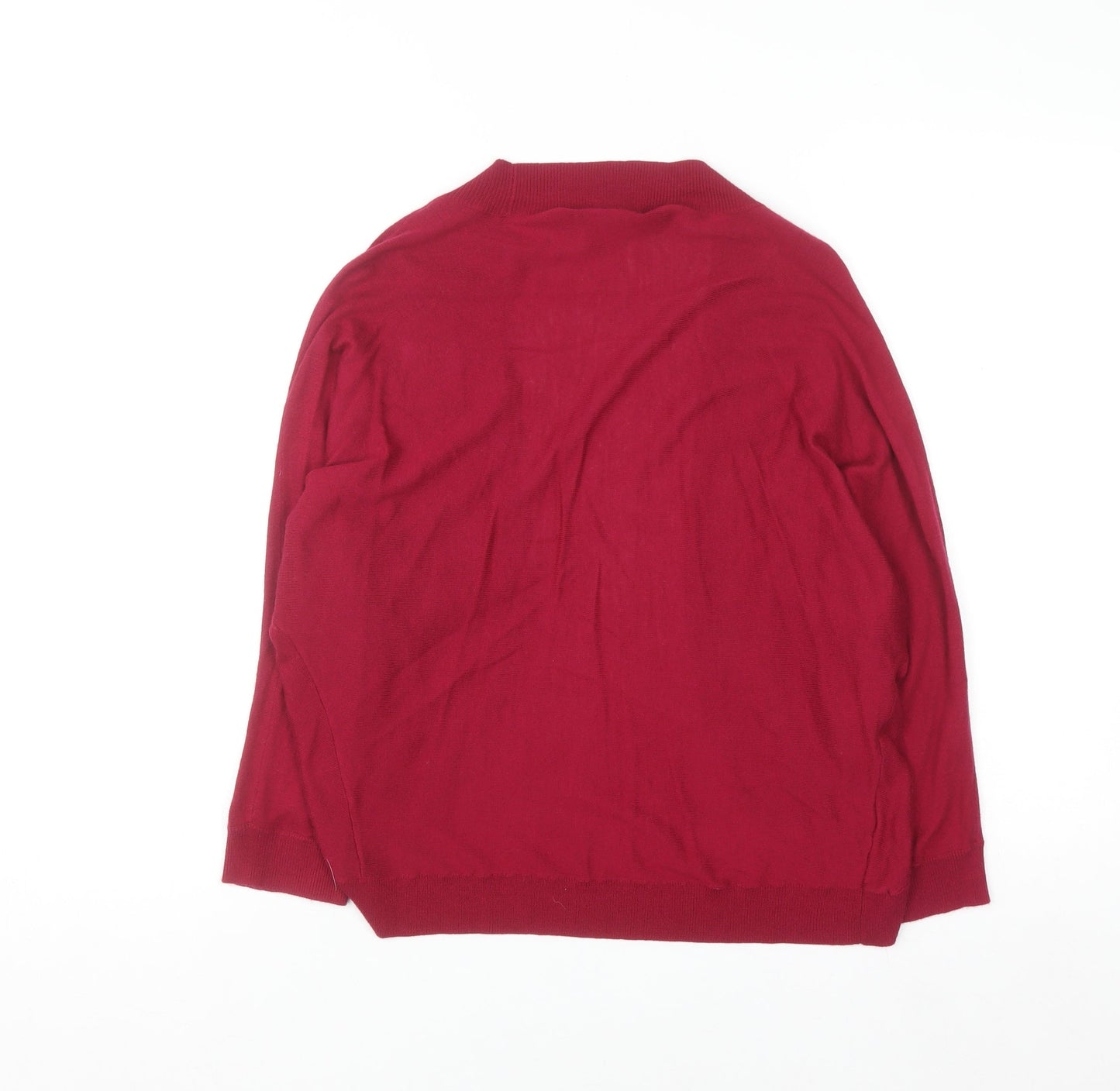 Laura Ashley Women Red Cardigan UK 20 Relaxed Knit Open Front