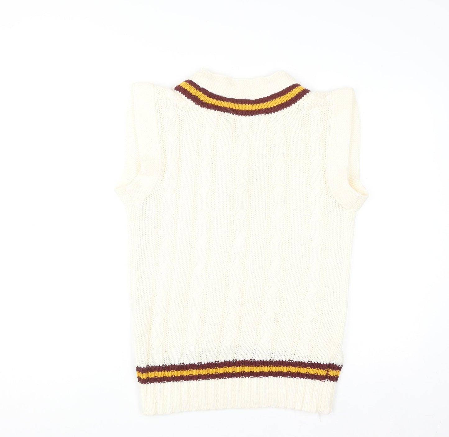 Ken Barrington Men's Ivory Cable-Knit Cricket Vest M Regular Fit