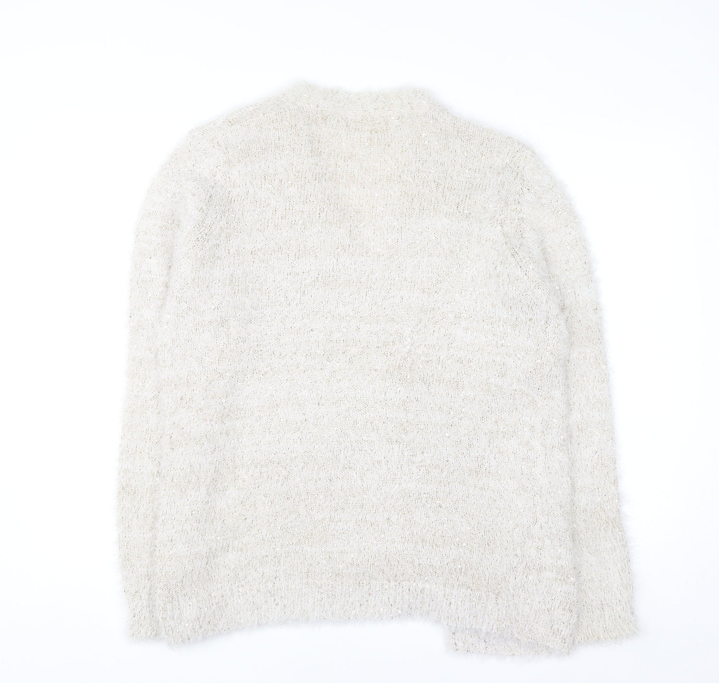Isle Women Ivory Sequin Knit Long Sleeve Open Cardigan Size 18-20