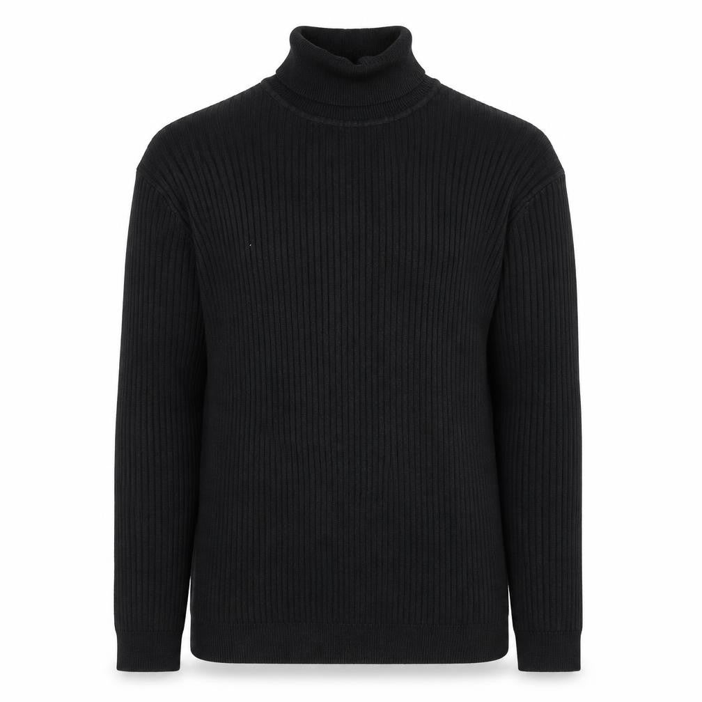Brave Soul Men’s Black Roll Neck Knit Jumper Size L