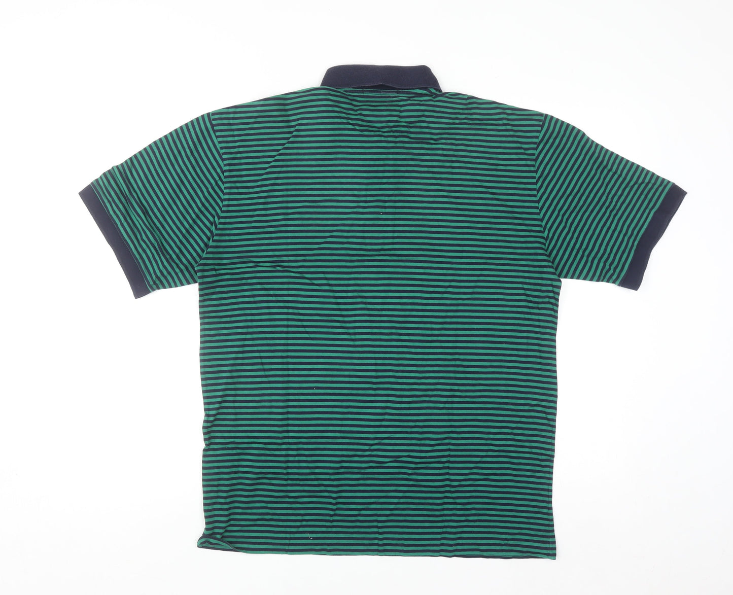 Artorigi Men's Green Striped Cotton Polo Shirt Size S