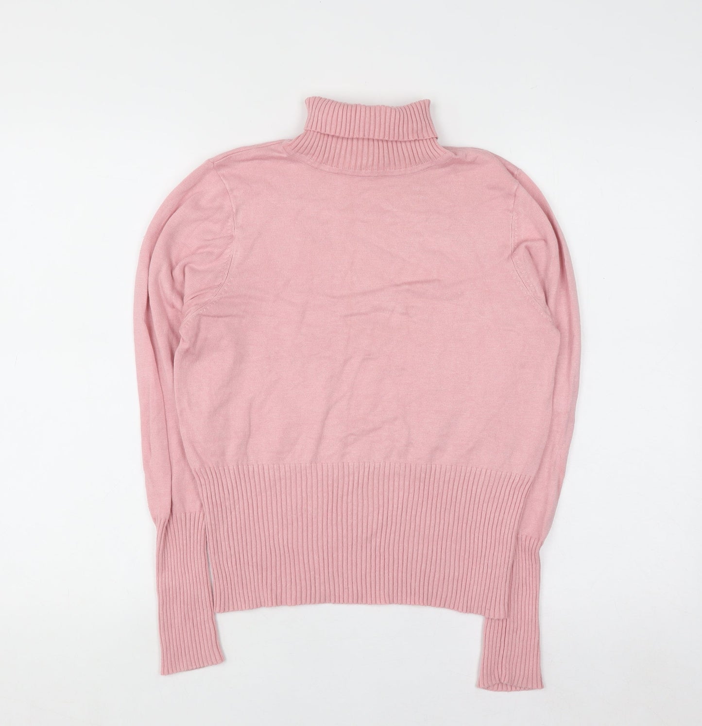 Laura Ashley Women Pink Roll Neck Knit Jumper Size 14