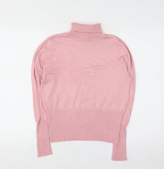 Laura Ashley Women Pink Roll Neck Knit Jumper Size 14