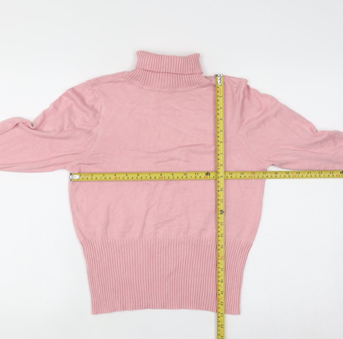Laura Ashley Women Pink Roll Neck Knit Jumper Size 14