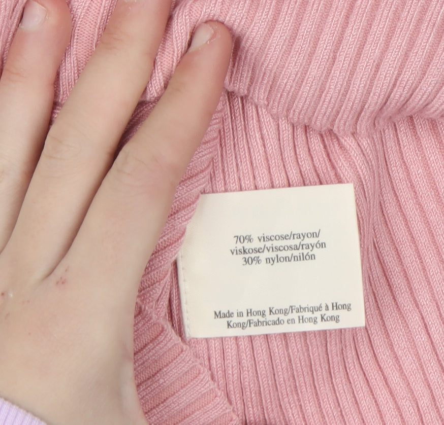 Laura Ashley Women Pink Roll Neck Knit Jumper Size 14