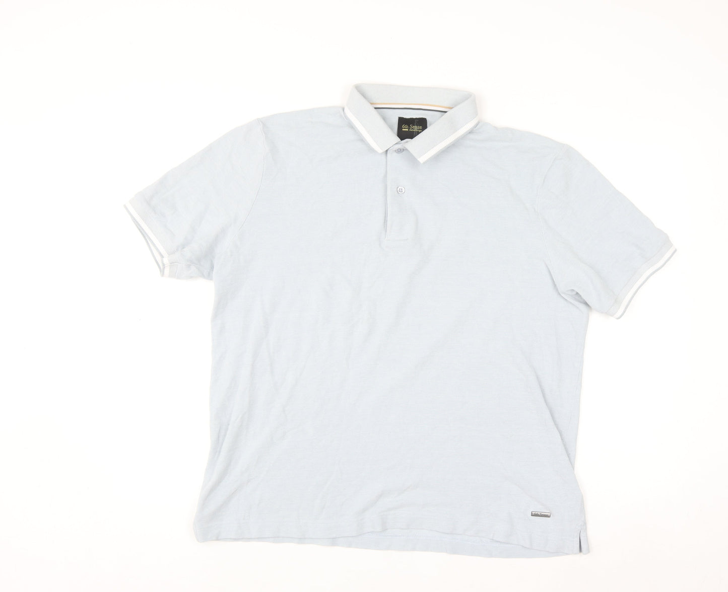 6th Sense Men's Blue Cotton Polo Shirt XL Casual Classic