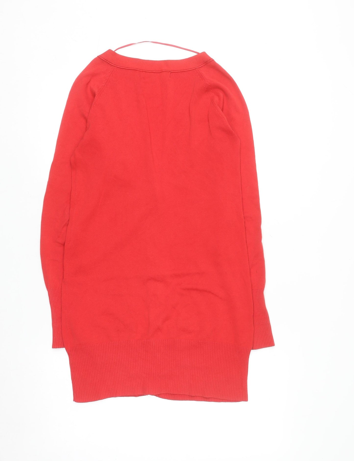 Zara Women Red V-Neck Long Sleeve Knit Cardigan Size S