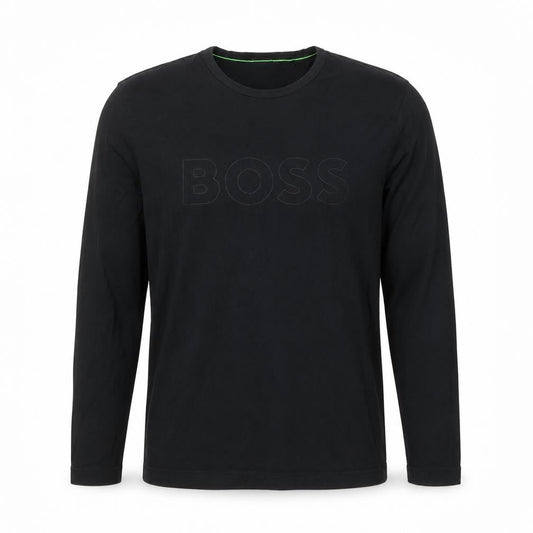 BOSS Mens Black Cotton Long Sleeve Crew Neck Casual Top M