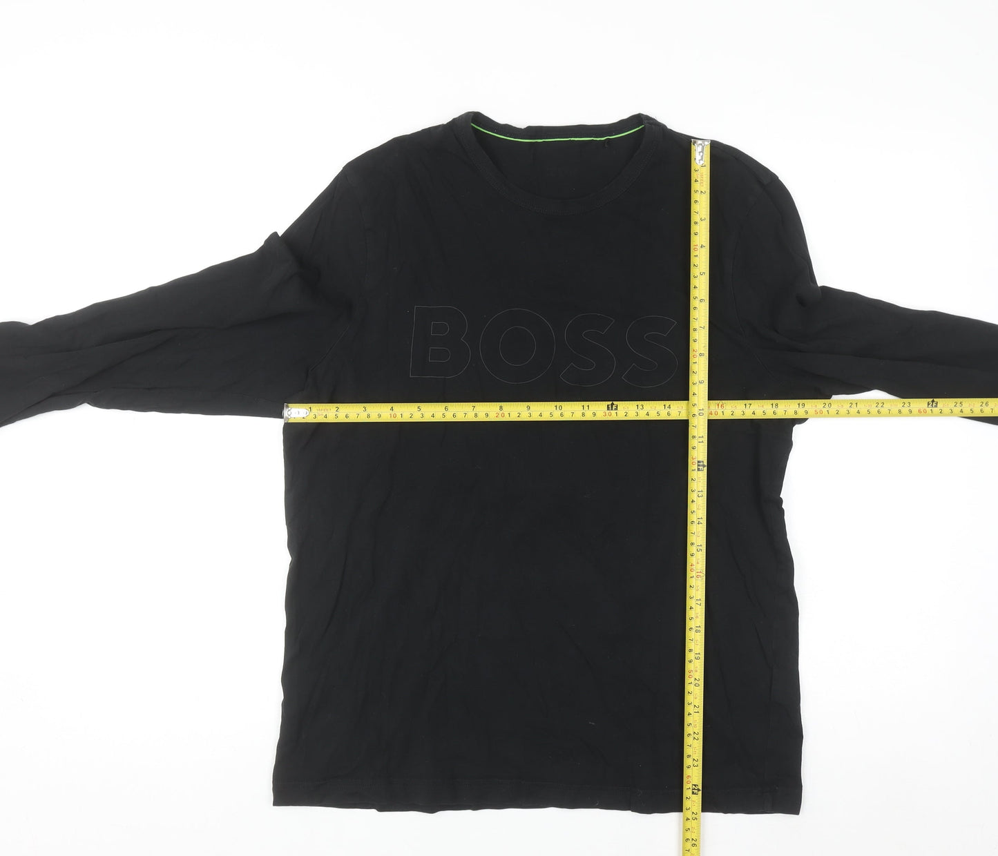 BOSS Mens Black Cotton Long Sleeve Crew Neck Casual Top M