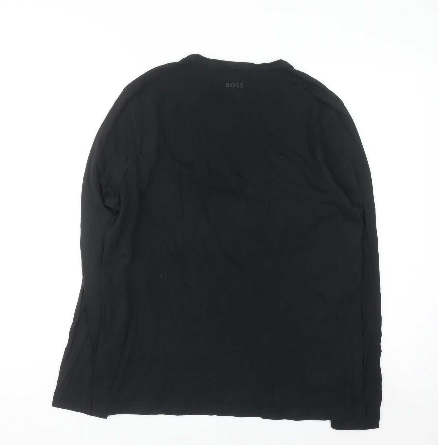 BOSS Mens Black Cotton Long Sleeve Crew Neck Casual Top M
