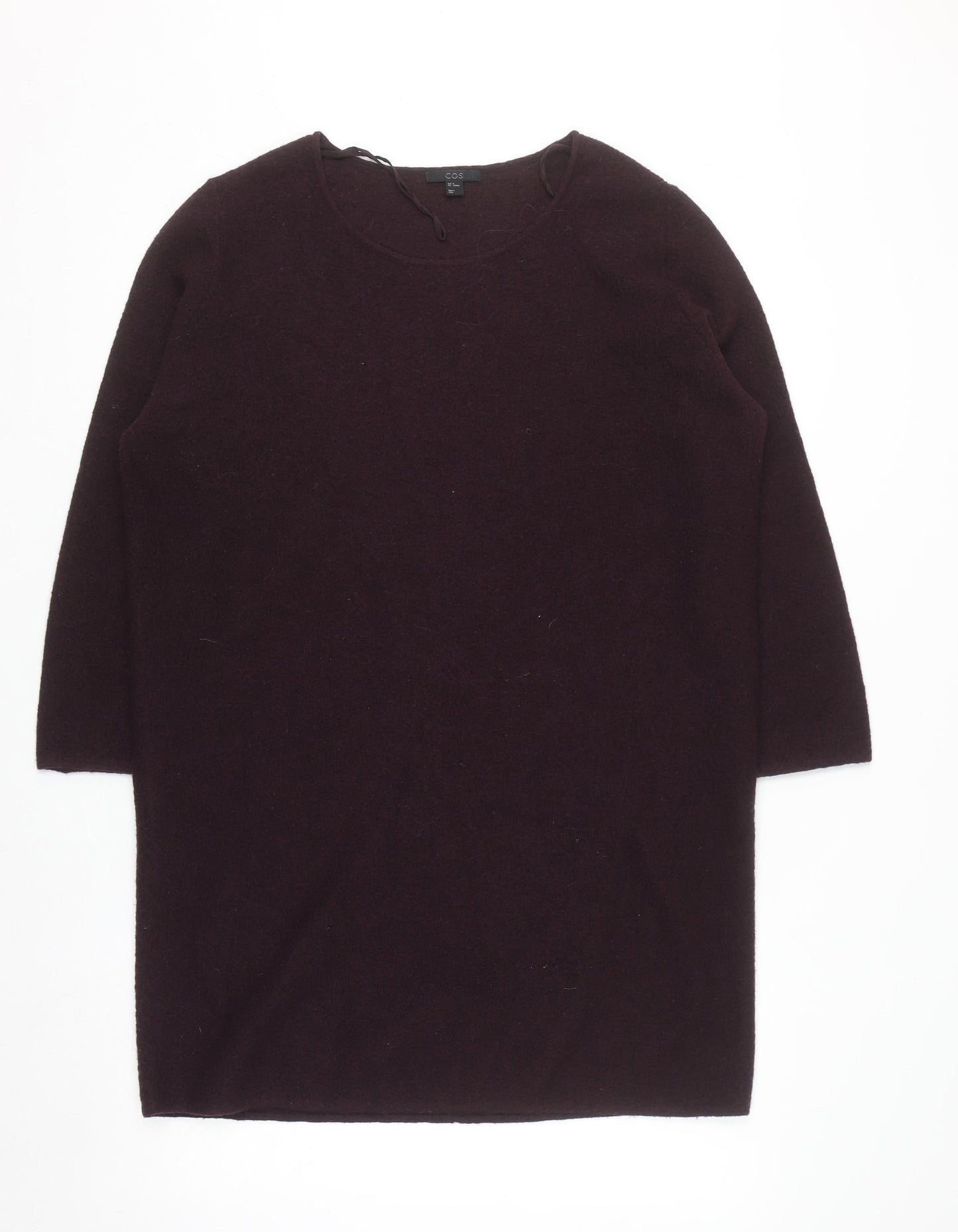 COS Women's Brown Wool Shift Dress Size 12 3/4 Sleeve