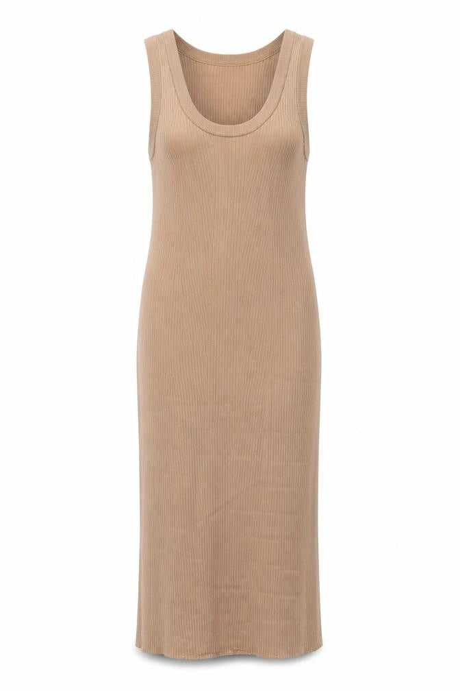 H&M Women’s Beige Midi Ribbed Tank Dress Size 12