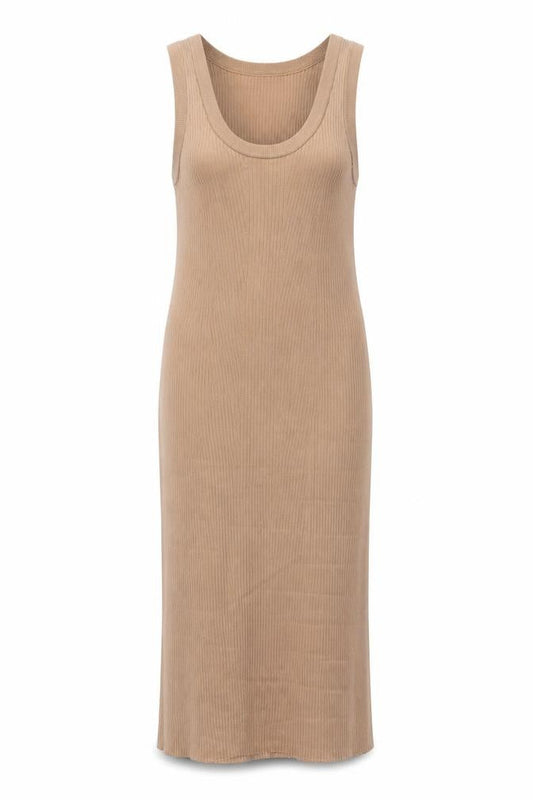 H&M Women’s Beige Midi Ribbed Tank Dress Size 12