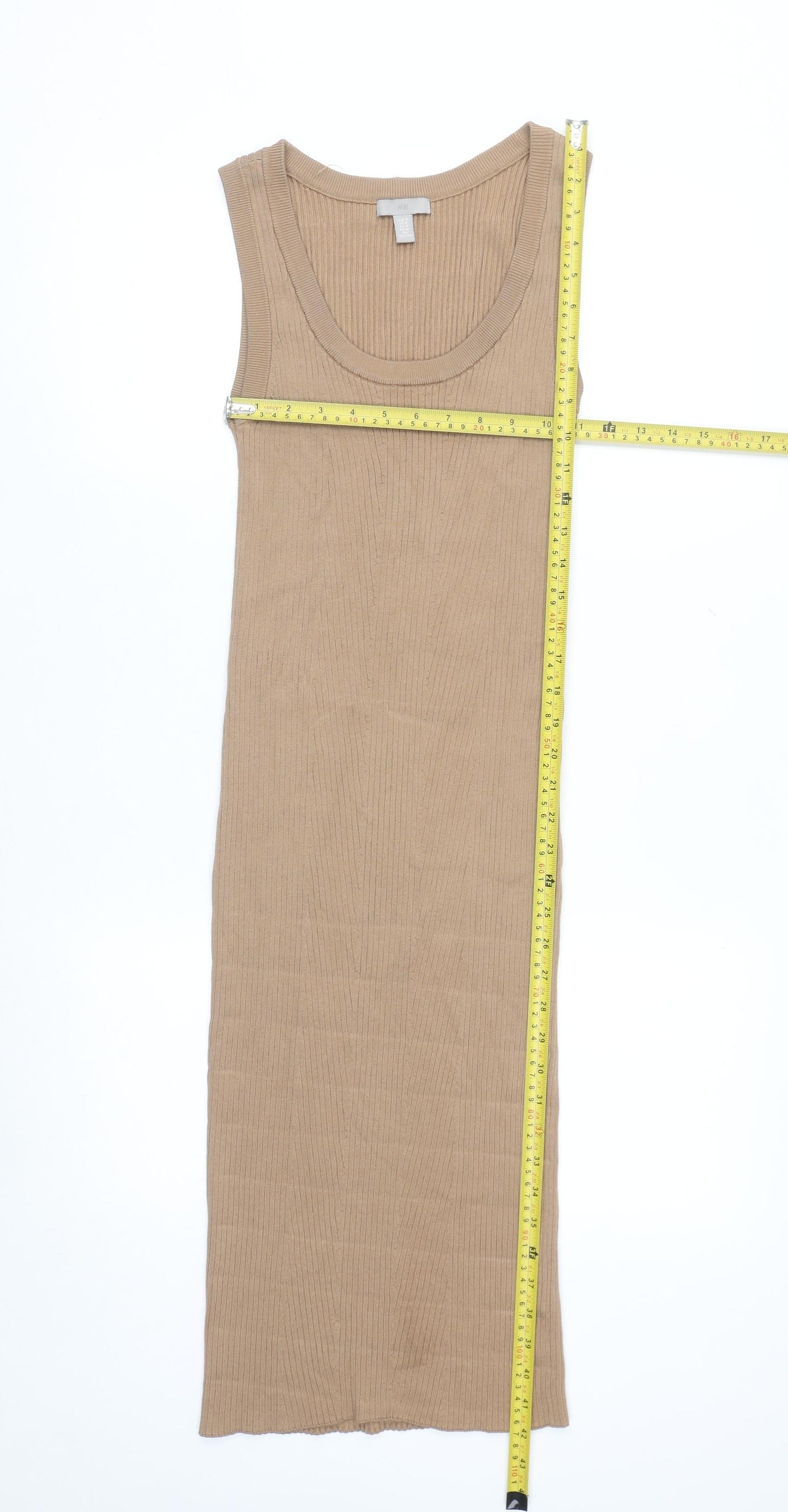 H&M Women’s Beige Midi Ribbed Tank Dress Size 12